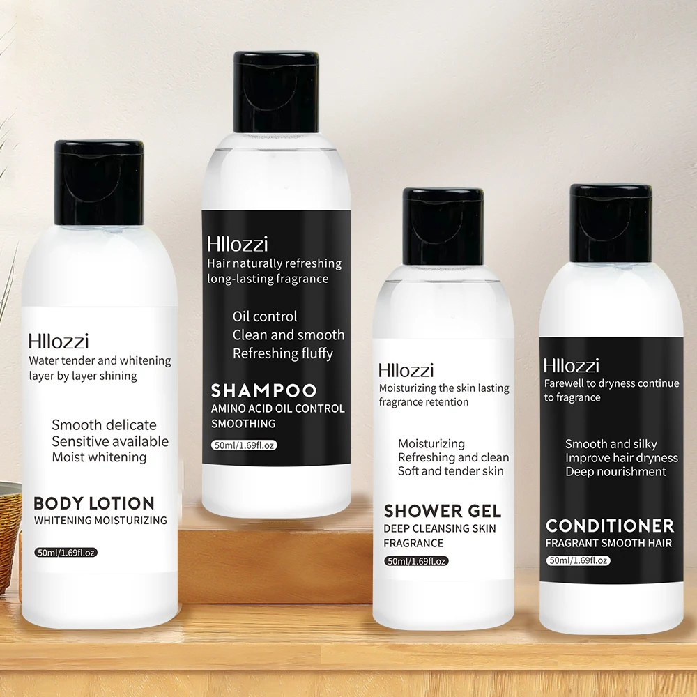 50-ml-Probe für Körperlotion, Duschgel, Shampoo, Spülung und Reiseset mit vier Teilen für einfache Tragbarkeit Image