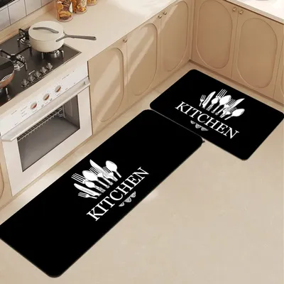 VIKAMA Knife And Fork Tableware Carpet Home Kitchen Long Anti-Slip Foot Rug American-Style Kitchen Floor Mat, Home Decoration