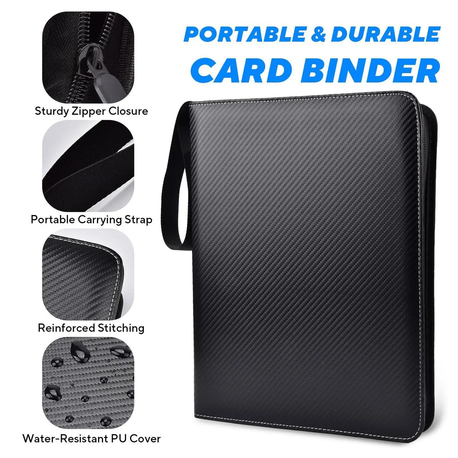 Kartensammel-Ordner, PU-Sammelkartensammler-Ordner, 9 Taschen, doppelseitige Hüllen, Albumordner für Damen, Herren, Kinder, Jungen, Mädchen Image