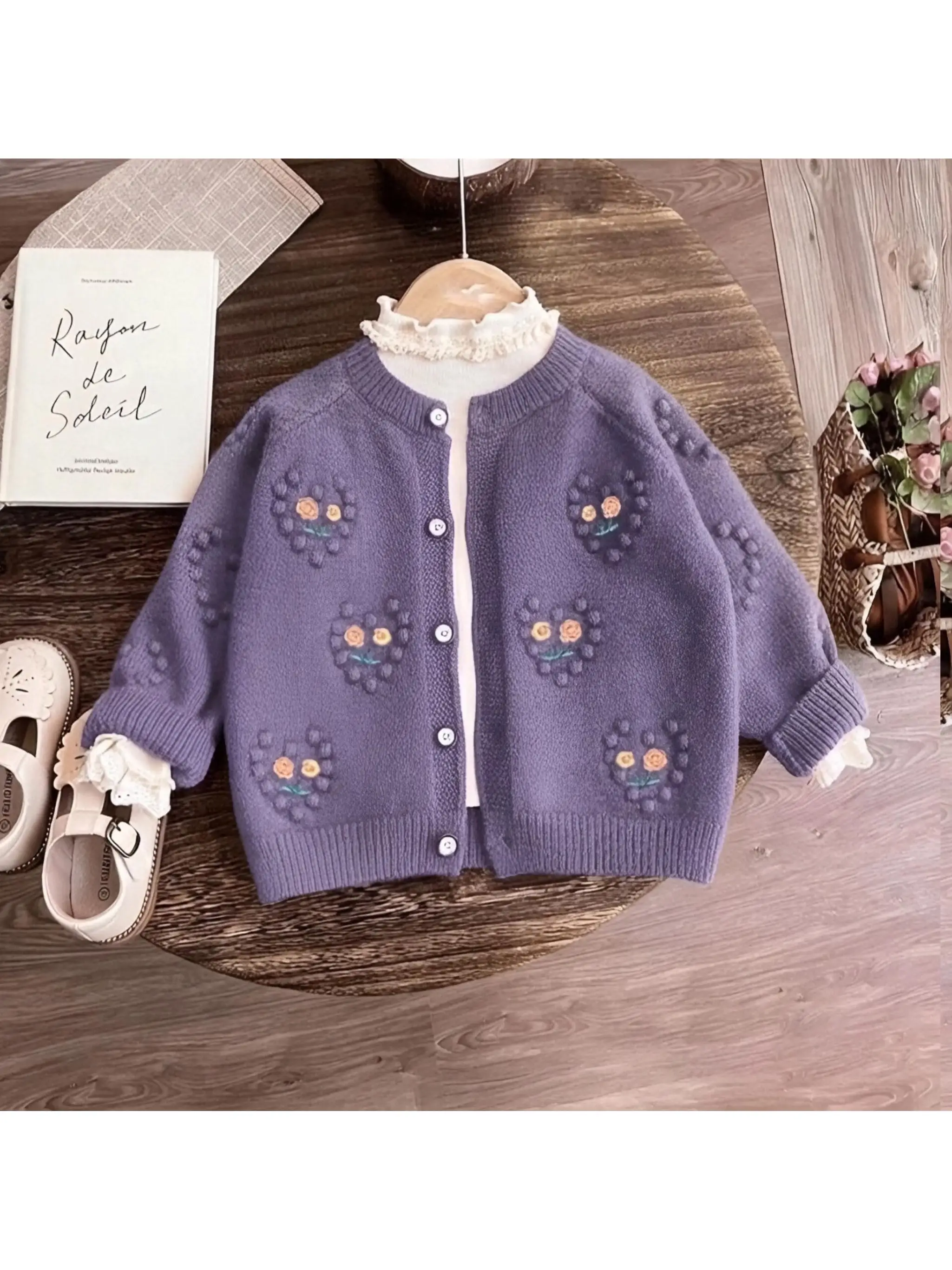 Neue Mädchen Strickjacke Kinder Herbst Pullover Mantel Baby Frühling und Herbst Stilvolle Gestickte Top Image