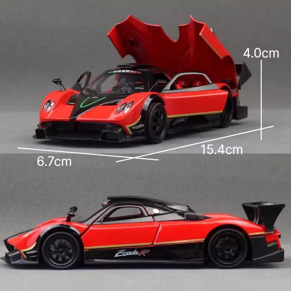 1/32 Pagani Zonda R Diecast Modelle Huayra Dinastia Legierung Spielzeug Miniatur Auto Sound Licht Zurückziehen Türen Openned Autos Kind Geschenke Image