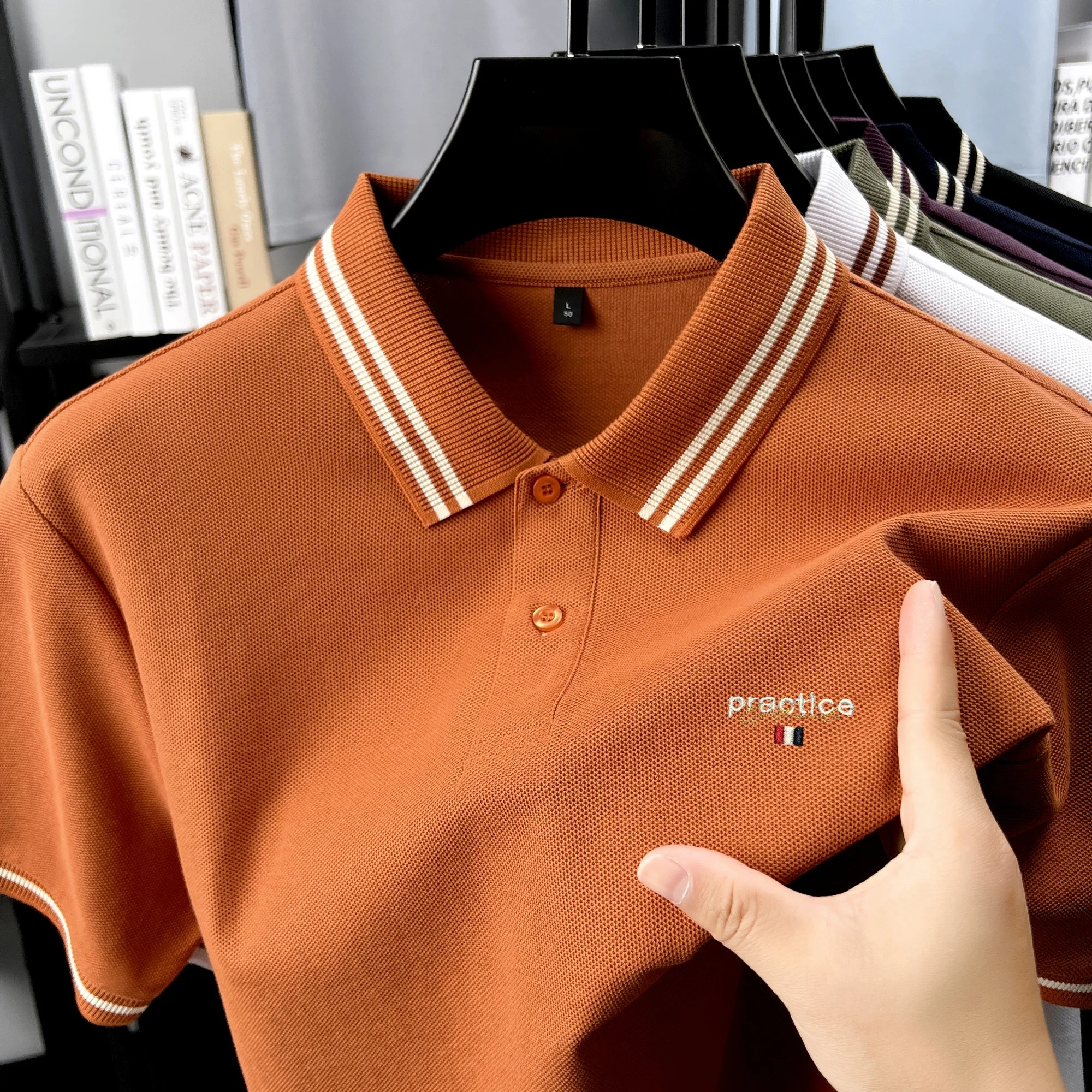 2025 trendy brand embroidered polo shirt men's high-quality 100% pure cotton comfortable summer business casual golf lapel Tshir