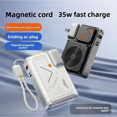 20000mAh Portable Magnetic Power Bank, 35W with AC Input, Wireless Fast Charging, Power Bank Stand for Samsung Xiaomi IPhone