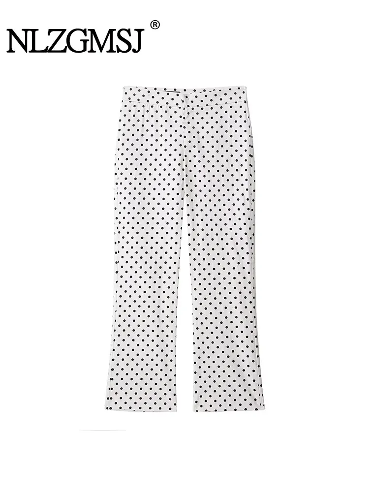 NLZGMSJ Damenhose Polka Dot Bürohose für Damen Baggy mit Hose Damen Casual Streetwear Hose Damen Image
