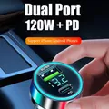 Caricabatteria da auto PD 20W TypeC USB portatile 120W QC3.0 Adattatore di ricarica super veloce per IPhone Samsung Xiaomi Huawei con display digitale