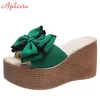Aphixta 9cm Heels Slides frauen Schuhe Frau Hausschuhe Flip-Flops Keil Plattform Schuhe Frau Strand Hausschuhe Zapatos Mujer