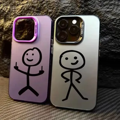 Stick Figure Case for iPhone 12 16 15 14 11 Pro Max 13 Mini XS XR 8 7 Plus Screen Protector Cover Shockproof Casing