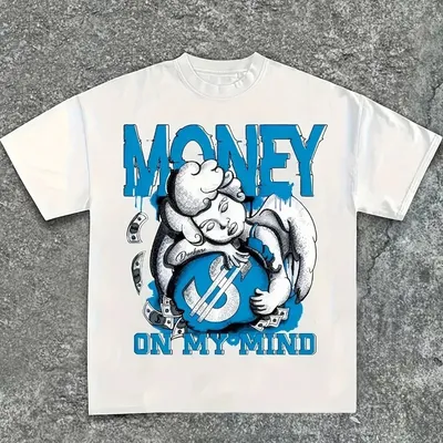 Lässiges Herren-T-Shirt „Money in My Heart“ Dollar Sign Graphic Print Street Style