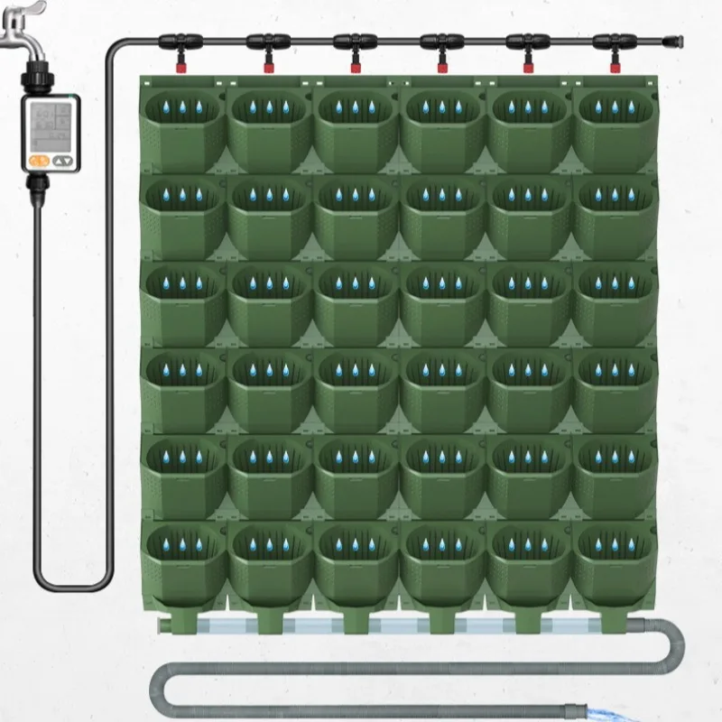 Morden Pflanze Wand Blumentopf Luxus Balkon Garten Blumentopf Intelligente Bewässerung Bewässerung System Komplettes Set Große Pflanzen Töpfe Image