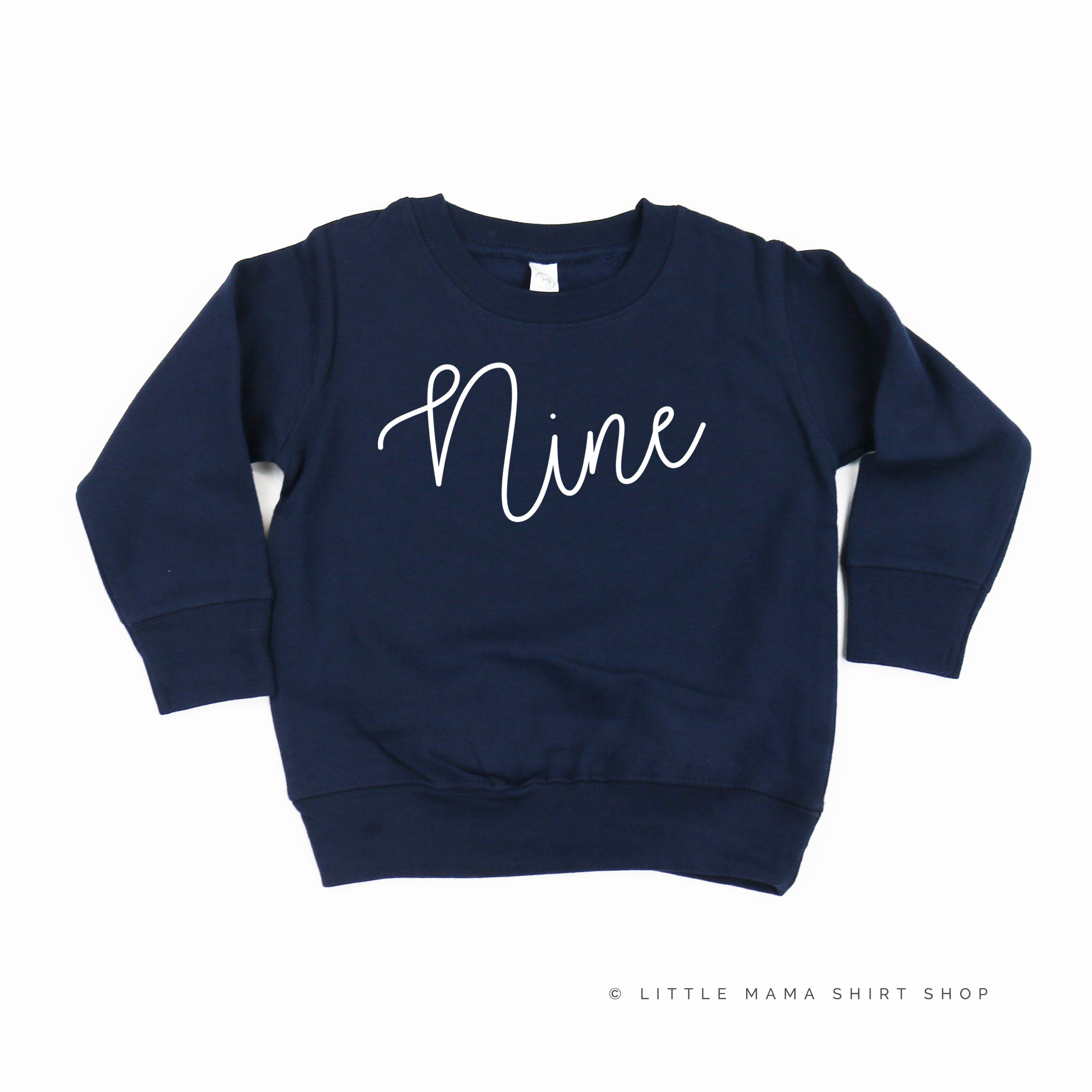 Compleanno Numero NOVE Carattere CORSIVO / MAGLIONE per ragazze / Felpa bambina / Maglione bambino / Maglione grafico di compleanno / Felpa per bambi