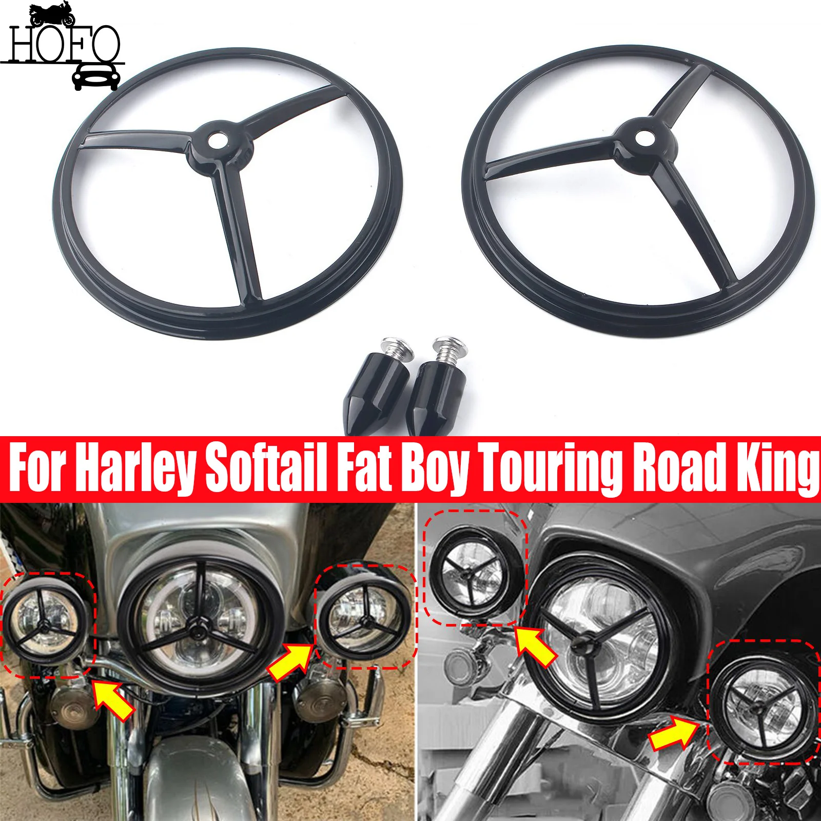 4-1/2" Bullet Style Spotlamp Trim For Harley Dyna Sportster XL Road King Softail