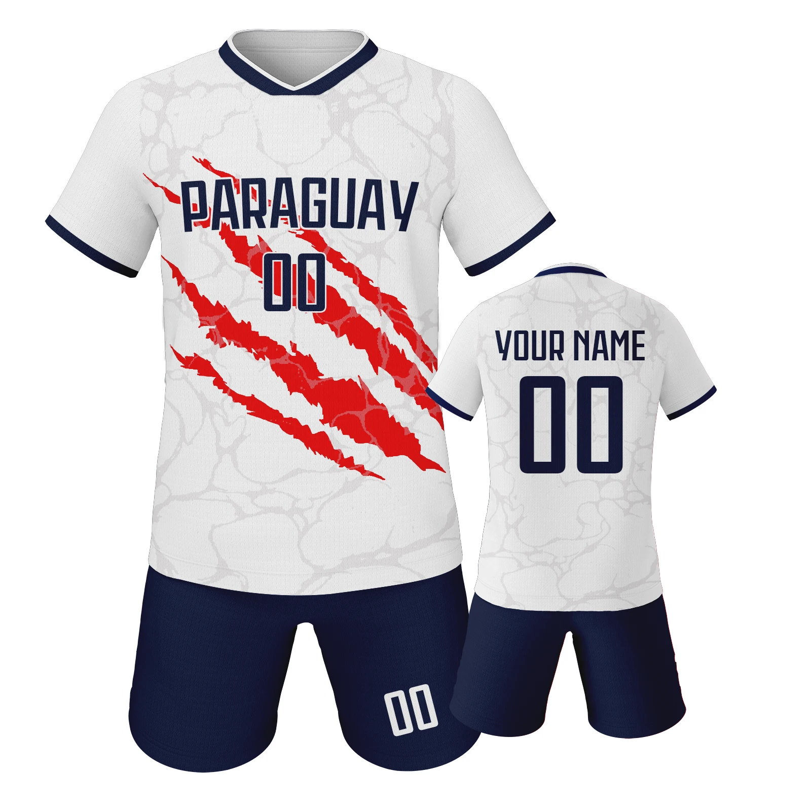 Custom Paraguay Soccer Uniform Personalize Soccer Jerseys and Shorts with Your Name & Number Soccer Lover Gifts for 3-14Y Fan