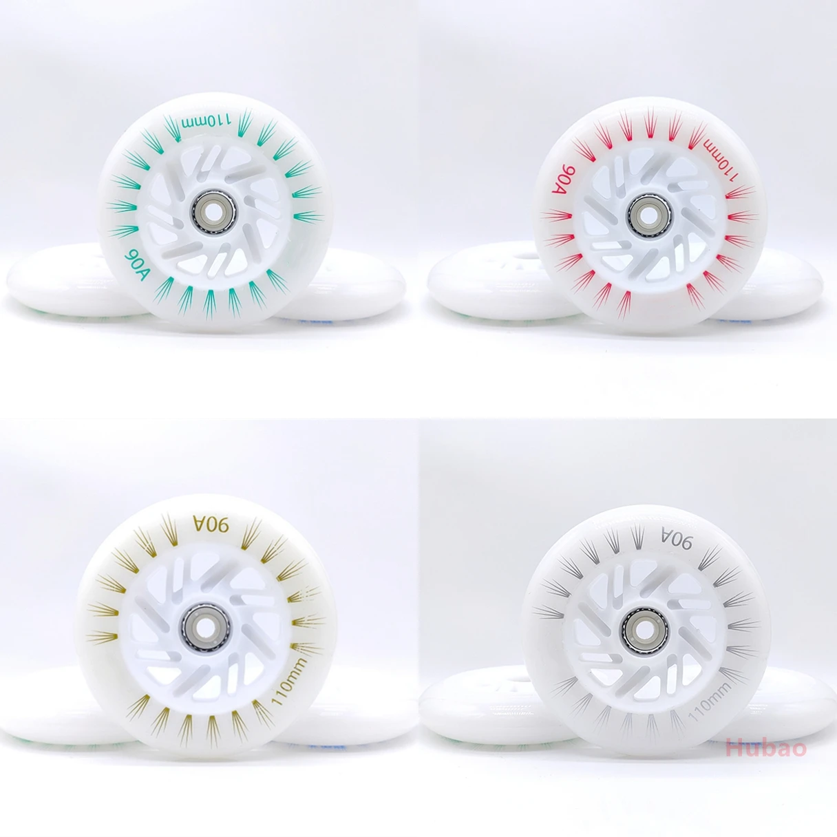 6pcs Set 100/110/125mm LED Flash Wheel Speed Skates Roller Skates PU Tyres