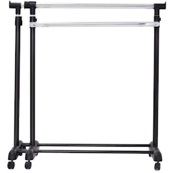 COSTWAY Kleidungshalter, ausdehnbar, Kleidungswagen, höhenverstellbar, Kleidungsschiene mit 2 Einzelschienen, Kleidungswagen Image