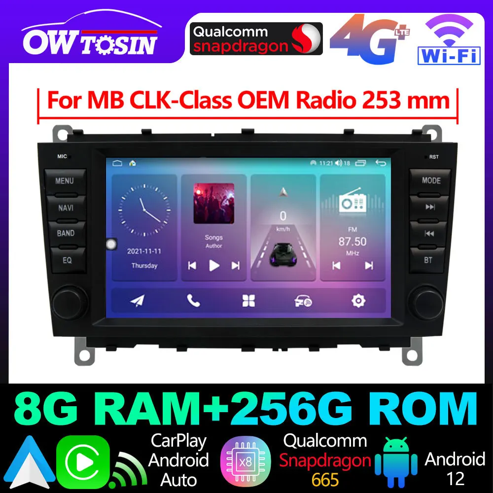 Android 13 12G+256G 360 Camera Car GPS Radio Player For Mercedes Benz CLK-Class C209 A209 253mm Autoradio CarPlay Auto Player