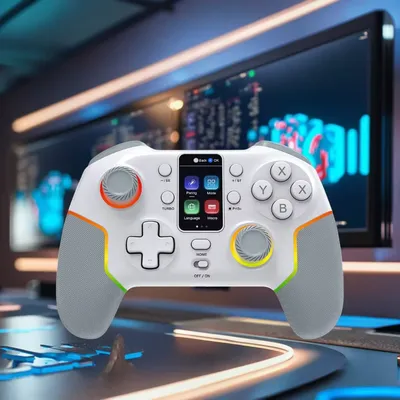 Wireless Controller 7052P for PC/Switch/iOS/Android With Intelligent Screen,Hall Joysticks &Turbo/Vibration,1000mAh Gamepad