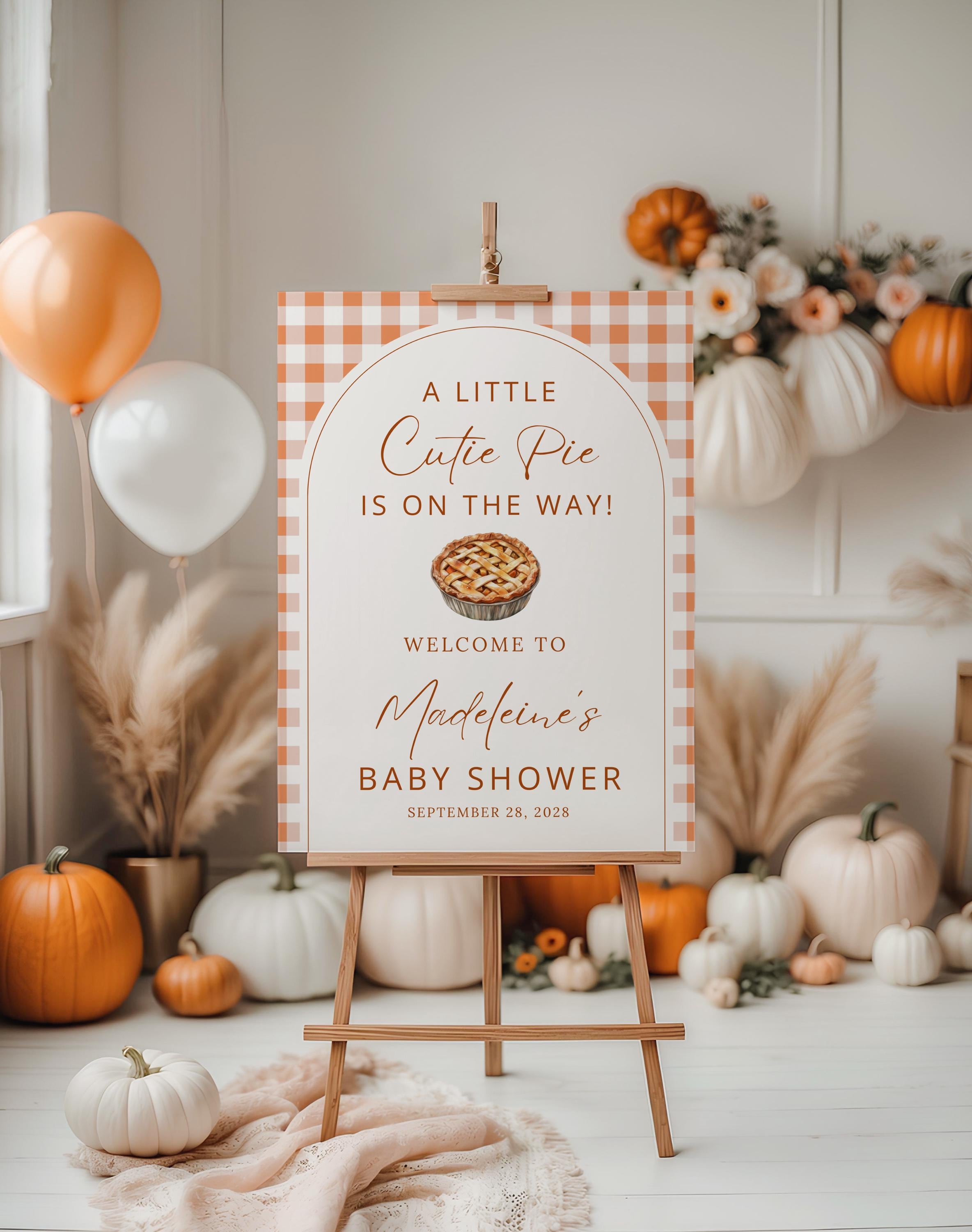 "Cartello di benvenuto per baby shower \"Cutie Pie\" modificabile Cartello di benvenuto per baby shower \"Cutie Pie\" Cartello di benvenuto per baby shower"