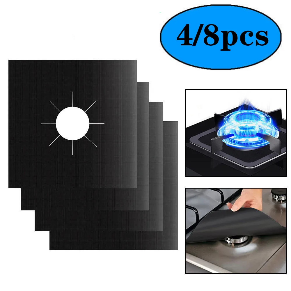 4/8Pcs Gas Stove Protector Cooker Cover Liner Clean Mat Pad Kitchen Gas Stove Stovetop Protector Kitchen Accessory Utensils