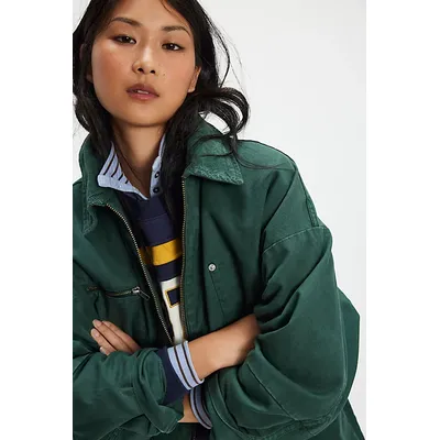We The Free Easy That Canvas Jacket at Free People in Uncut Emerald, Size: XS