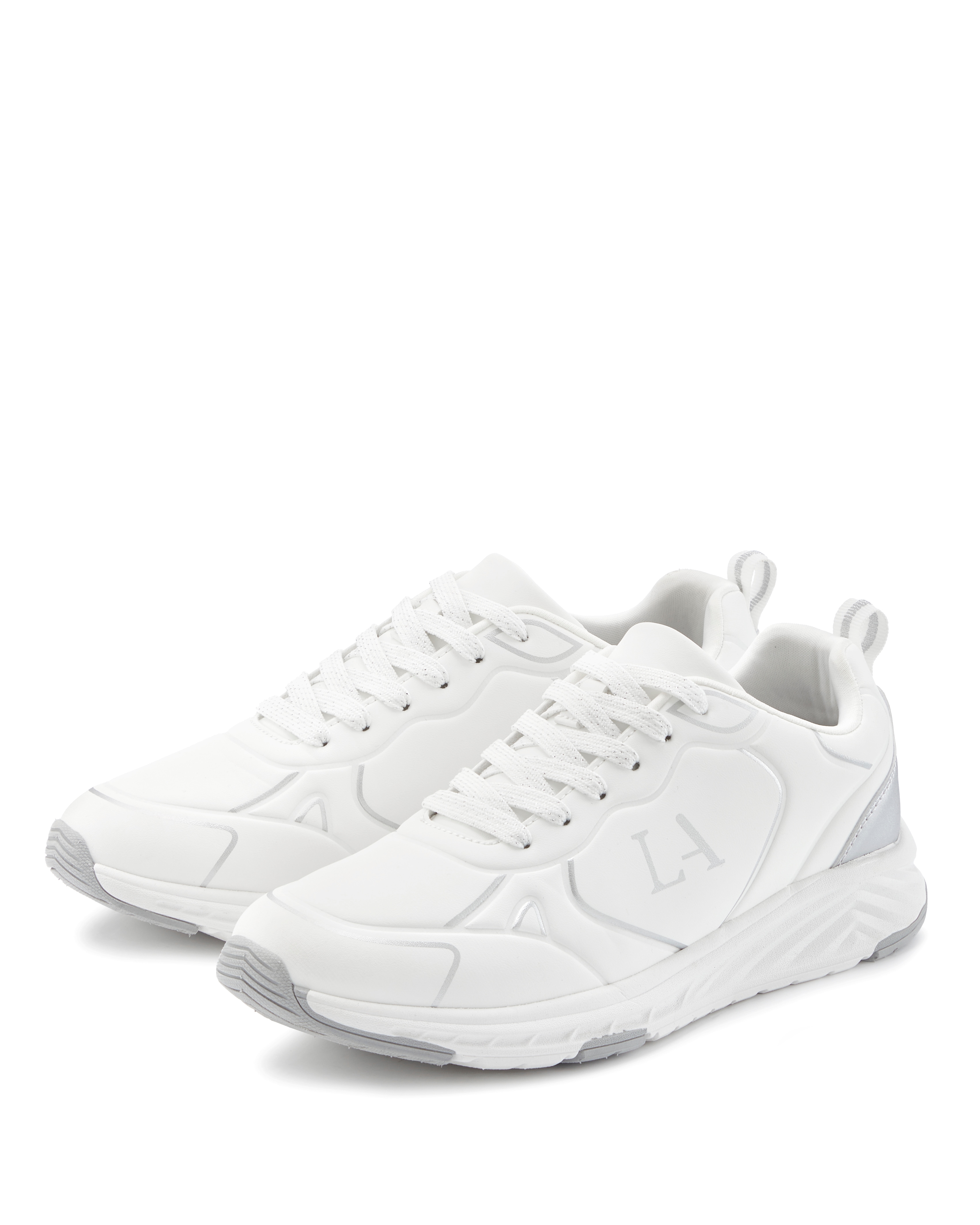 Sneaker LASCANA "Freizeitschuh, Schnürschuh", Damen, Gr. 38, silber (weiß, silberfarben), Obermaterial: 100% Lederimitat. Decksohle: 100% Textilmaterial. Futter: 100% Textilmaterial. Laufsohle: 100% Synthetik, kontrastfarbene Details, unifarben,...