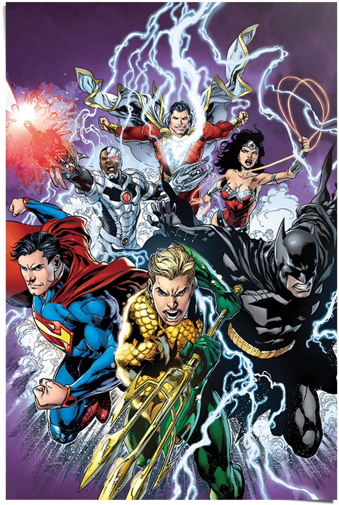 Poster REINDERS "Justice League Treffer", bunt (farbe bild(er): mehrfarbig), B:61cm H:91,5cm, Papier, Bilder Image