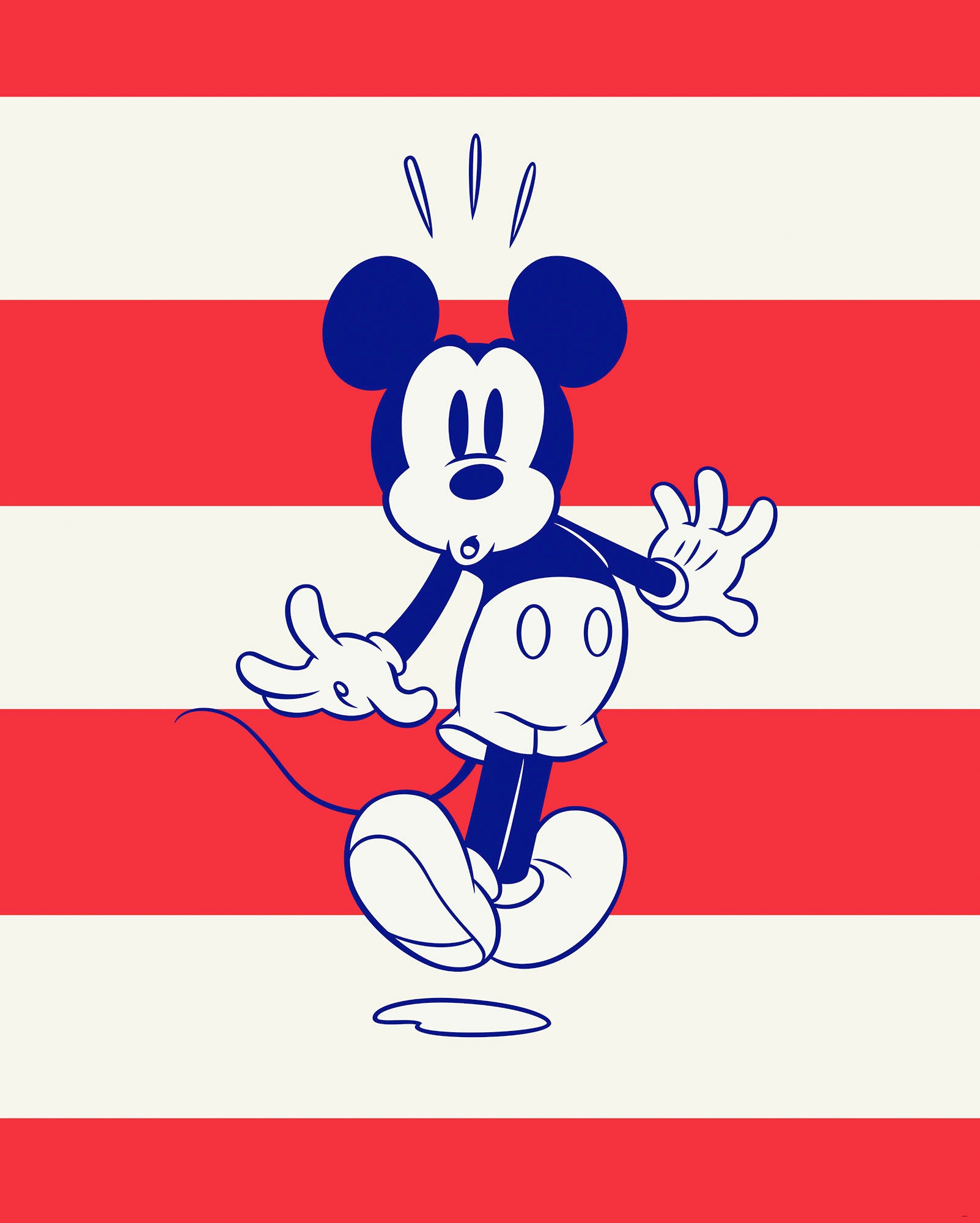 Vliestapete KOMAR "Digitaldruck Vlies - Mickey Vibrant - Größe 200 x 250 cm", bunt (bunt, rot, weiß), B:200m L:250m, Vlies, Tapeten, Kinderzimmer