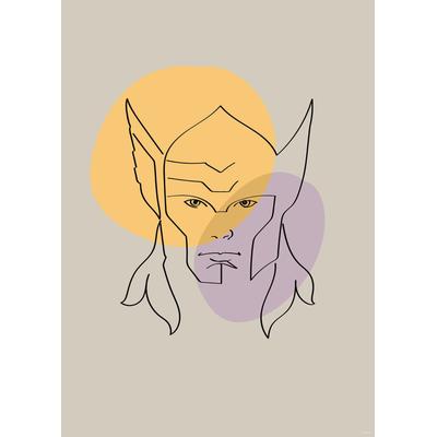 Bild KOMAR "Soulful Sanctuary Thor Head", bunt (farbe bild(er): pastell), B:50cm H:70cm, Papier, Holz, Bilder, Wandbild zur Dekoration im Kinderzimmer - ohne Rahmen Image