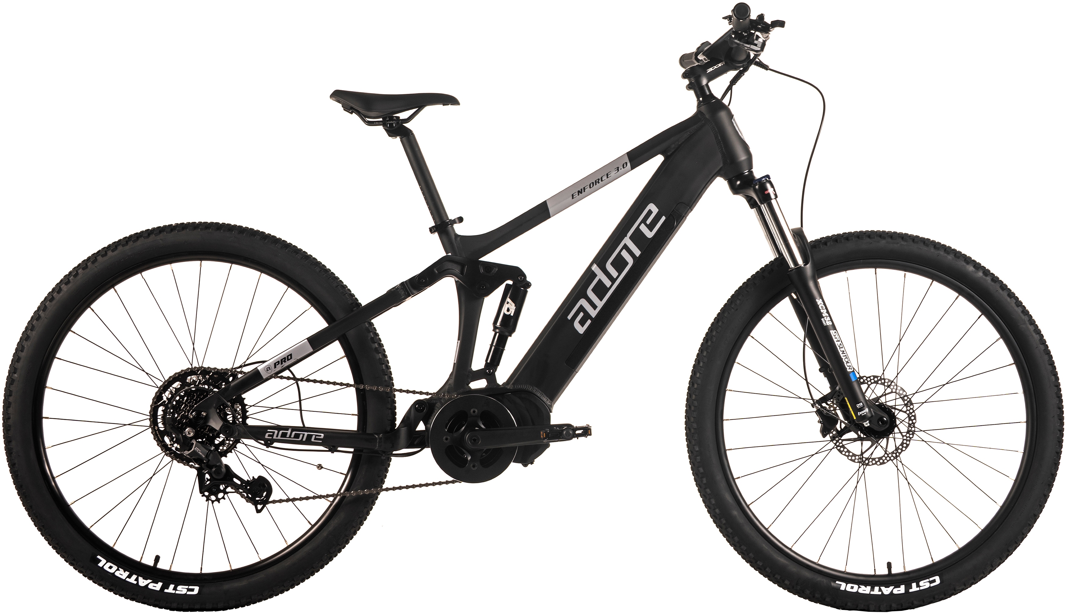 E-Bike ADORE "Fully 29" Enforce 3.0 Mittelmotor 130NM / 15Ah Schwarz matt" Gr. 43, schwarz (schwarz, schwarz), Elektrofahrräder, 43cm, 29 Zoll (73,66cm) Image