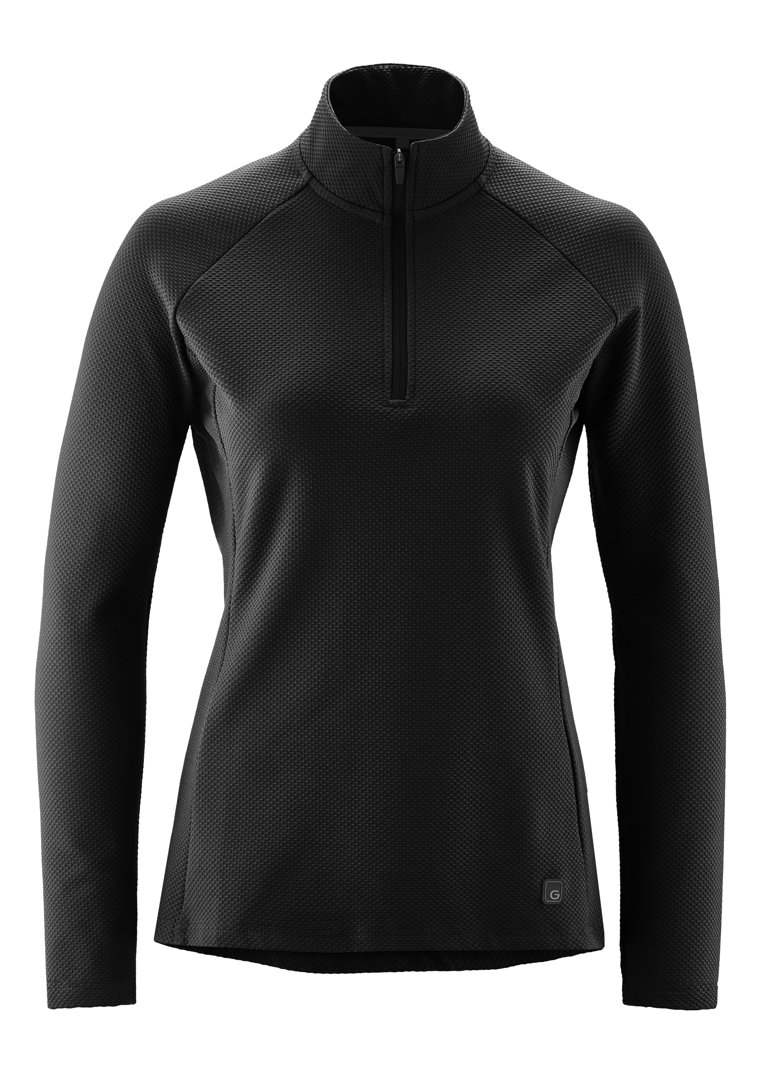 Radtrikot GONSO "Essential Jersey Longsleeve Therm W", Damen, Gr. 36, schwarz, 96% Polyester, 4% Elasthan, Rundhals, Trikots, Damen Radtrikot half-zip, langarm Trikot, Semi Fit Image