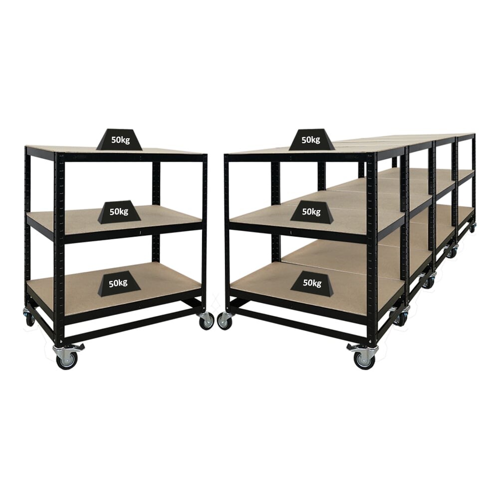 PROREGAL MegaDeal 5 Kommissionierwagen BÜFFEL Kommissionierregal fahrbar 100x90x50cm 3 Ebenen Fachlast 50kg 4 Lenkrollen, davon 2 mit Feststellbremse Image