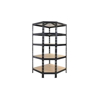 PROREGAL Eckregal Tiger Schwarz HxBxT 180x90x60 cm Fachlast 175kg Stecksystem Lagerregal Regalsystem Image