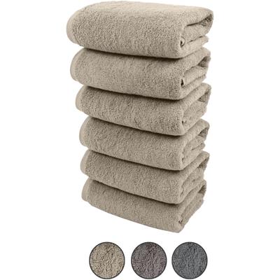 Handtuch MY HOME "Handtuch Merida, 6 Handtücher (50x100cm)", beige, B:50cm L:100cm, Frottier, Frottier, Handtücher (Packung), kuschelig weich, 100% Baumwolle Image
