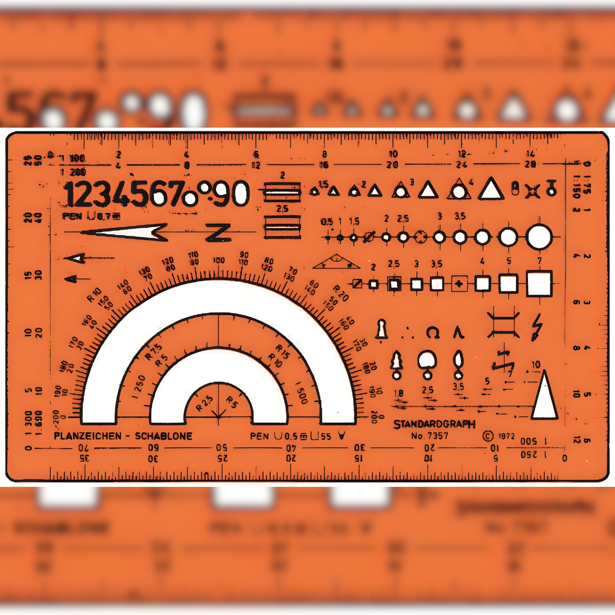 Standardgraph Katasterschablone Planzeichen I 1:75/1:100/1:150/1:200/1:250/1:300 Image