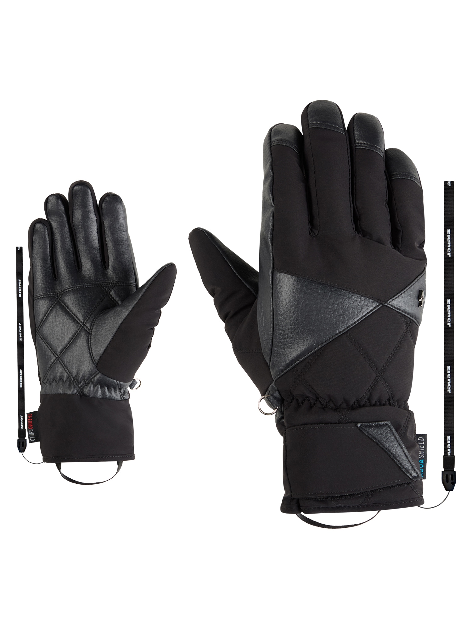 Skihandschuhe ZIENER "KOANA-Z AS PR glove lady", Damen, Gr. 8,5, schwarz, Obermaterial: 100% Polyester; Innenhand: 100% Polyester; Futter: 100% Polyester; Futter 2: 100% Polyester (recycelt); Wattierung: 100% Polyester (recycelt), Handschuhe Image