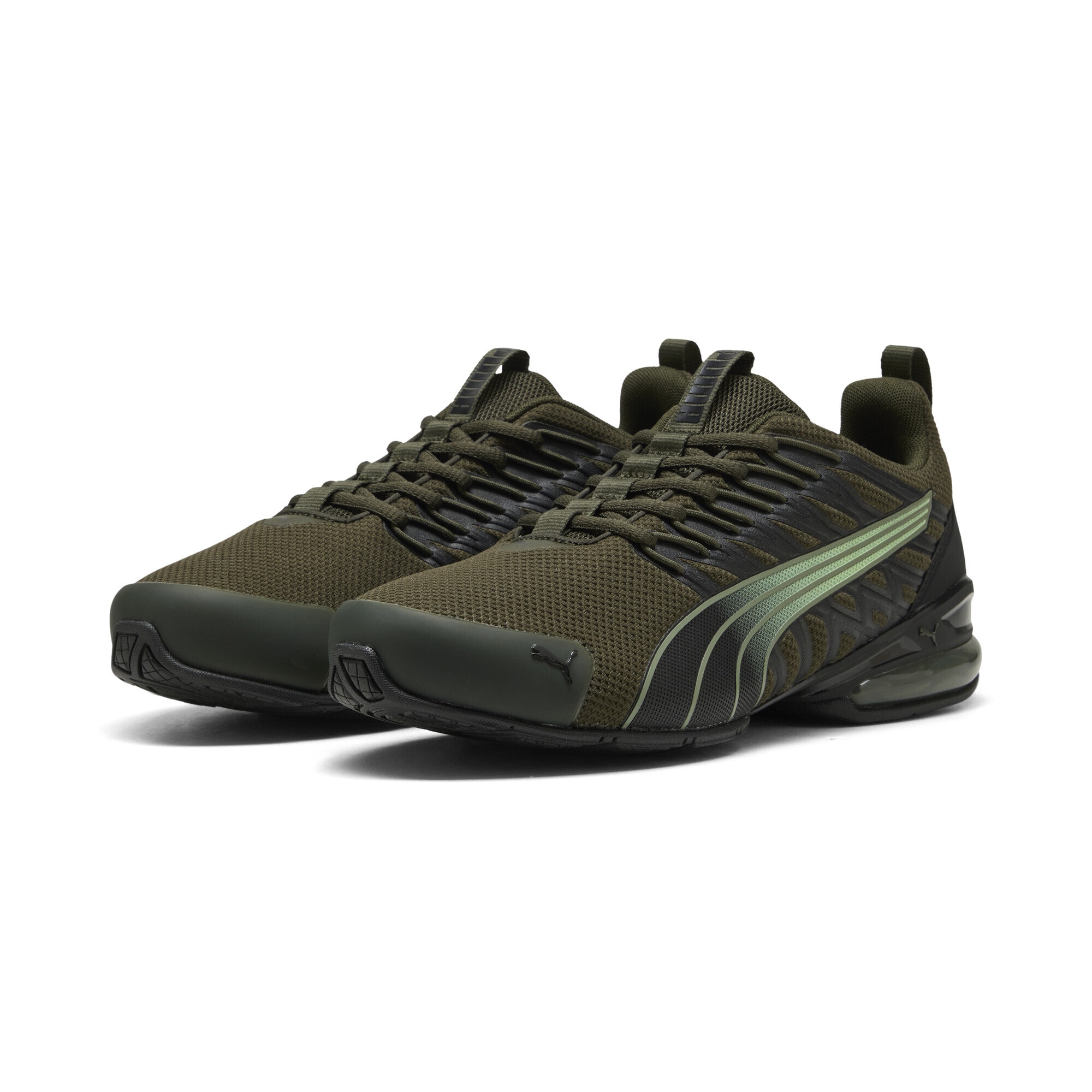Trainingsschuh PUMA "Voltaic Evo Sneakers Erwachsene", Damen, Gr. 39, grün (schwarz olive schwarz grün), Obermaterial: Synthetik, Textil; Futter: Textil; Innensohle: Textil; Laufsohle: Gummi, Schuhe