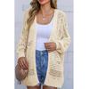 Durchbrochene lange Strickjacke mit offenen Lochern