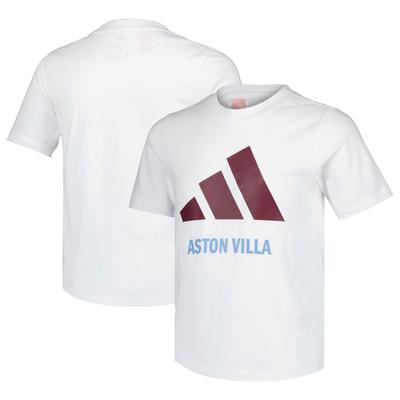 Aston Villa adidas Grafik-Logo-T-Shirt – Weiß – Kinder Image