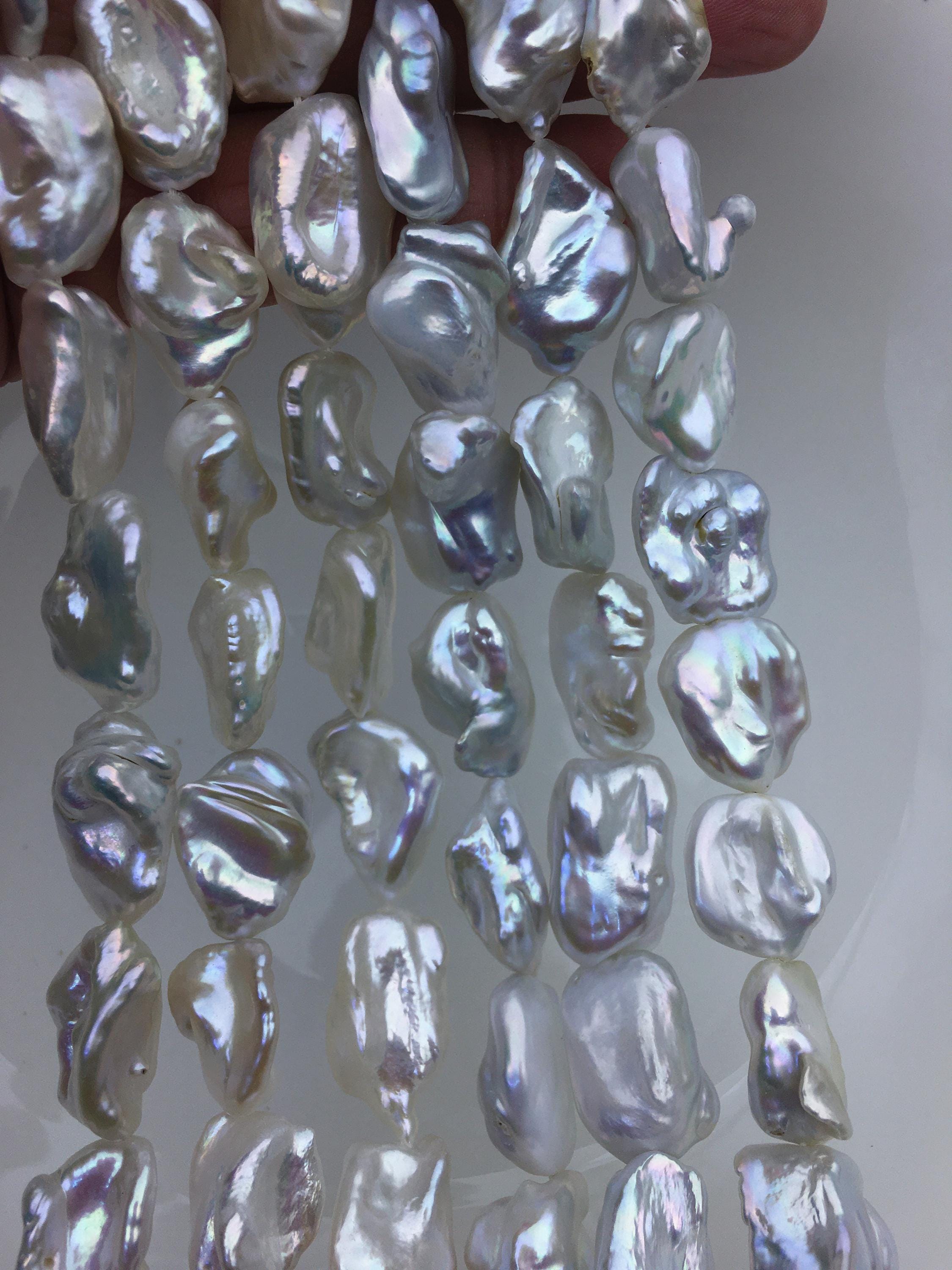 Perle d'acqua dolce Keshi bianche e spesse, AA+, 14-16 mm, perle d'acqua dolce sfuse, prezzo all'ingrosso, perle all'ingrosso dalla Cina, ZS-200-90