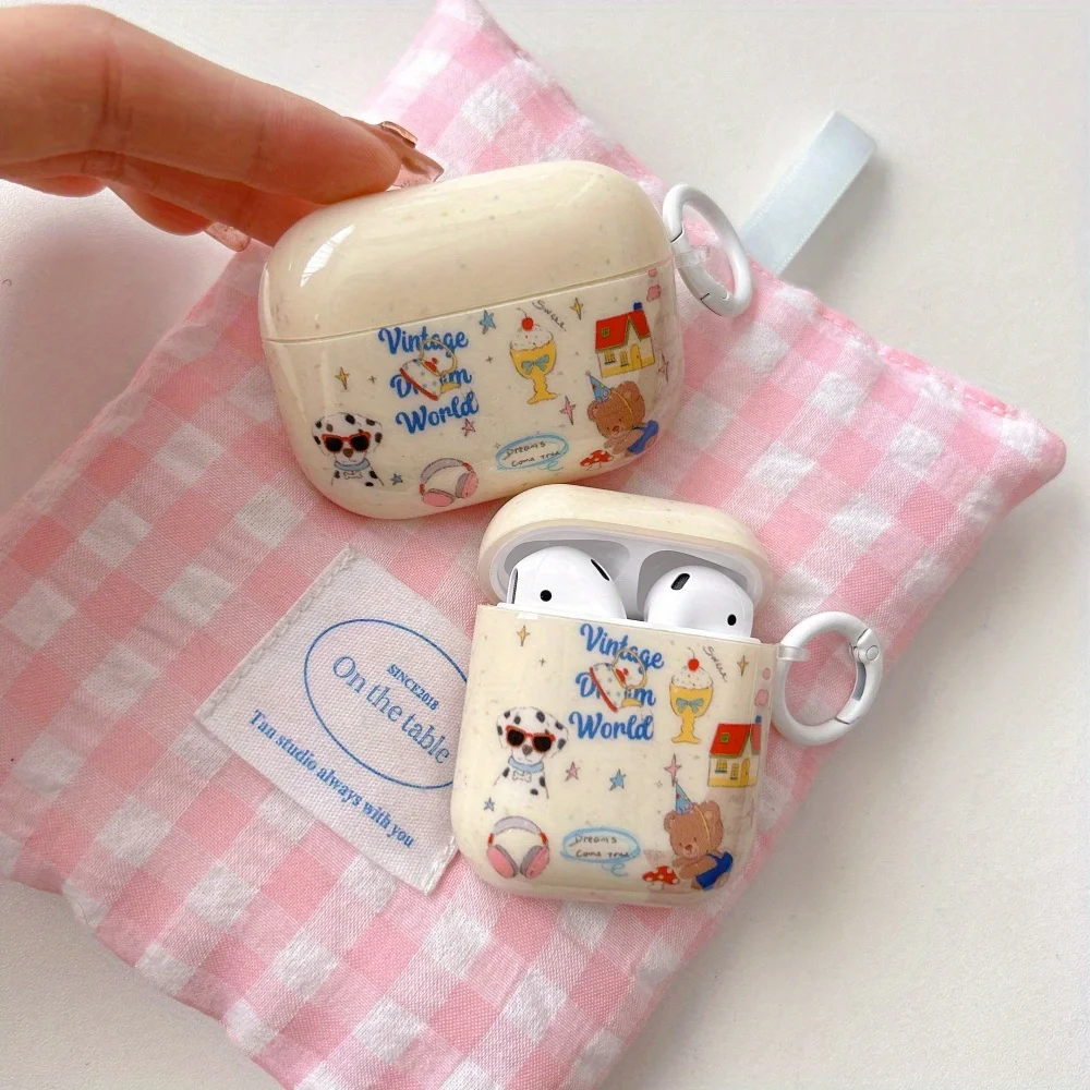 [Tx A2005] Graffiti süßer Cartoon-Bär-Welpe geeignet für Apple AirPods 1/2 Schutzhülle AirPods 4. Generation Kopfhörerhülle Image