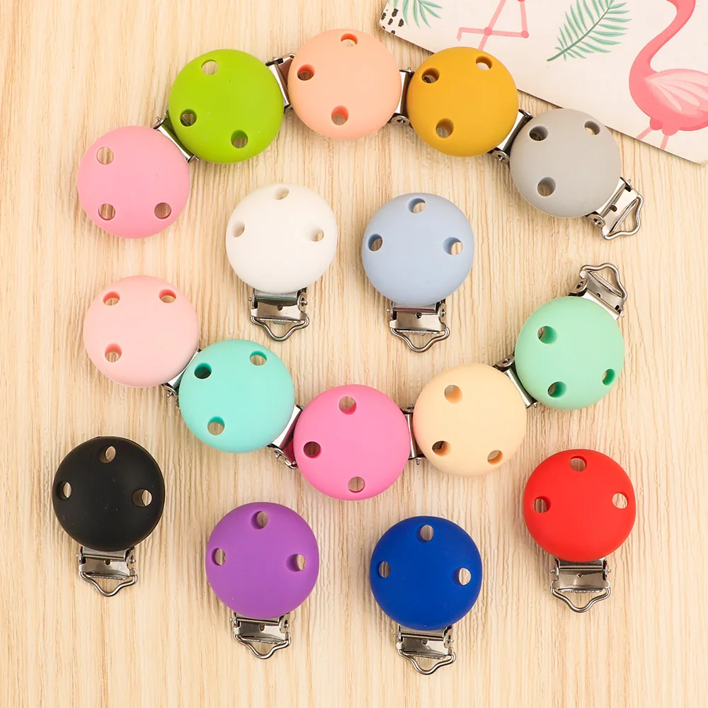 Kovict 5 Stück 30 mm/35 mm Silikon-Clips, runde Form, Schnuller-Clips, DIY-Schnullerkette für Schmuckherstellung, Bulk-Bastelarbeiten Image