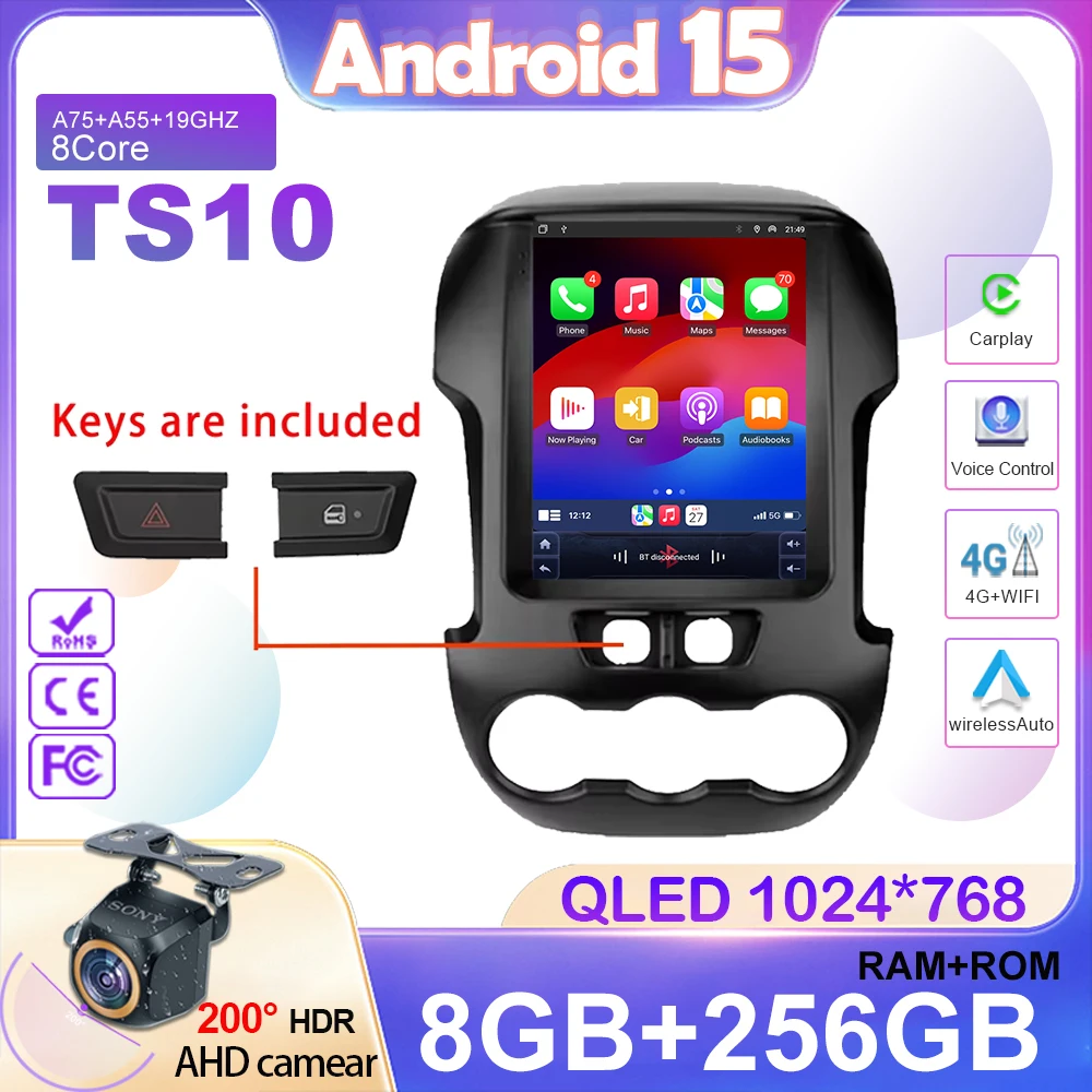 9,7 Zoll Android 15,0 Für Ford Ranger 2012 2013 2014 2015 Auto Radio Stereo Auto DSP Carplay GPS Navigation Player video 4G Lte Image