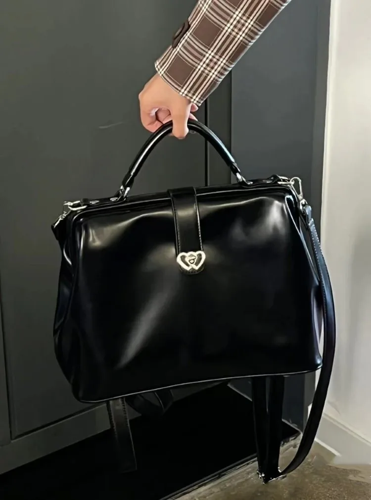 Vintage Schwarz Y2k Mochila Frauen Pu Leder Chic Casual Mini Rucksack Weibliche Harajuku Lolita Casual Schule Rucksäcke Handtasche Neue