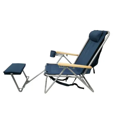 Folding Beach Chair With Footrest Camping Reclining Portable