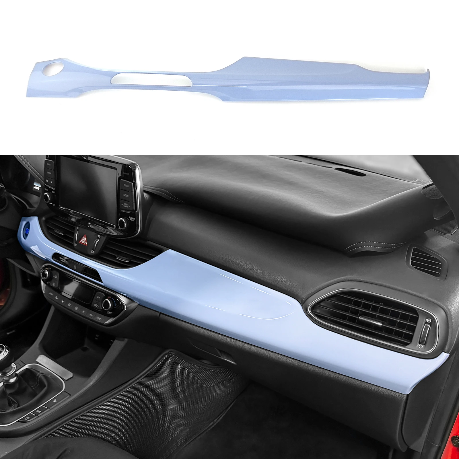 Blaue Armaturenbrett-Zierleiste, Mittelkonsolen-Panel-Abdeckung für Hyundai i30 N 2018–2023, Innenstil Image