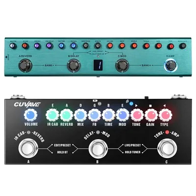 M-VAVE CUVAVE Tank-G Cube BABY wiederaufladbare Gitarre Multi-Effekt-Pedal Delay Chorus Reverb-Effekt für E-Gitarre/Bass