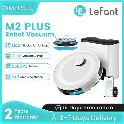 LEFANT M2 Plus Robot Vacuum Cleaner with Automatic Dust Emptying, 5500PA, Laser Navigation, Ideal for Animal Hair