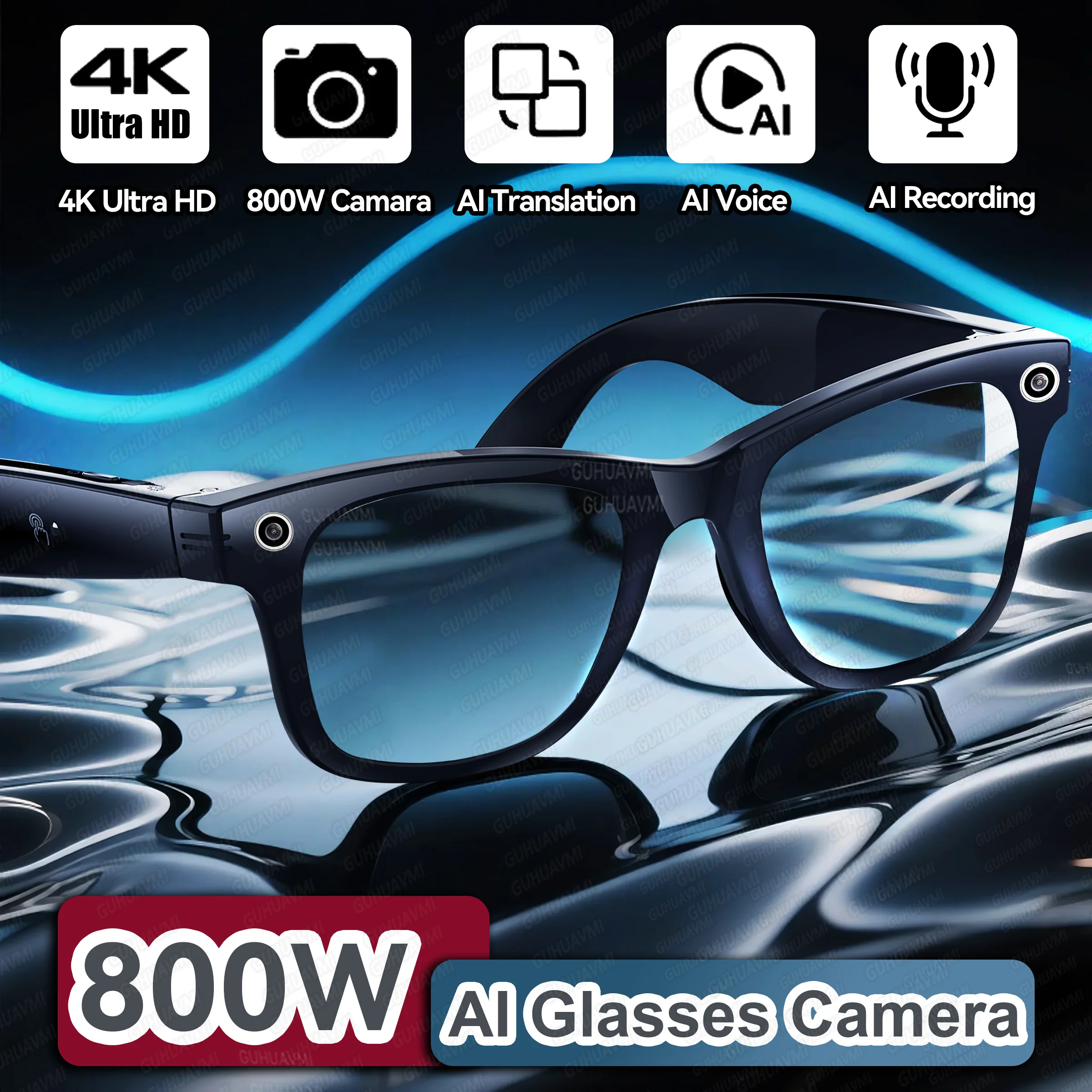 Neue 800W Kamera Brille Männer Farbwechsel AI Smart Übersetzung Gläser Foto Video Aufnahme Wasserdichte Anruf Smart Sonnenbrille Image