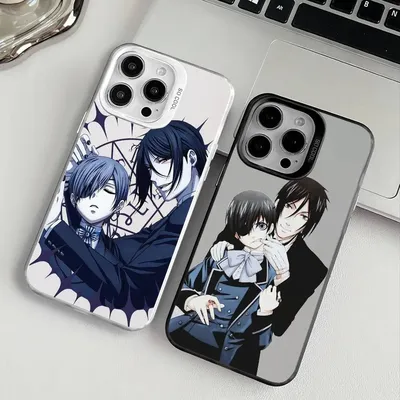 B-Black B-Butler Japanische Anime Handyhülle Handyhülle für iPhone 11-16 Pro Max Bunte Anti-Rutsch-Anti-Fingerabdruck-Beschichtung