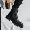 Männer High Top Stiefeletten Designer Marke Komfortable Dicken Boden Casual Schuhe Mann Leder Stiefel Motorrad Stiefel Botas