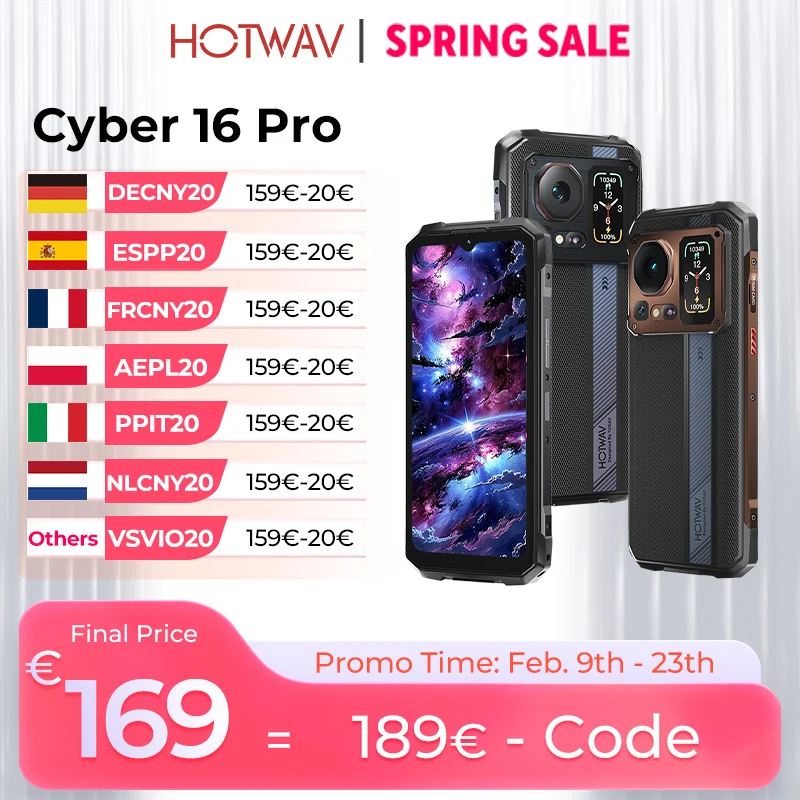 HOTWAV Cyber 16 Pro Robustes Smartphone G100 Octa-Core Android 15 Mobiltelefon 108 MP 6,6 Zoll FHD+ 2K 8 GB 512 GB 6280 mAh Mobiltelefon Image